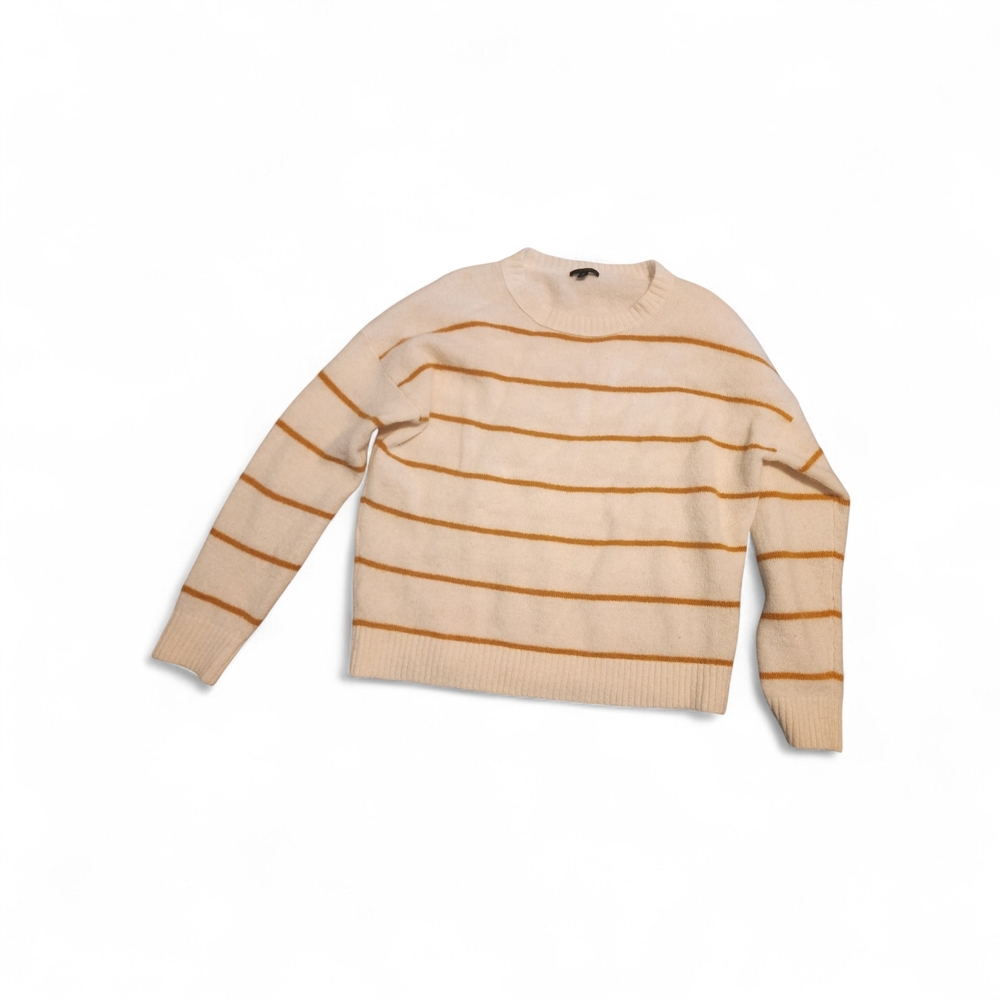 J. Crew Cream Crewneck Sweater with Tan Stripes